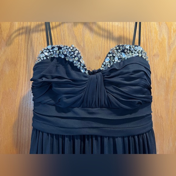 City Studio strapless navy blue jewel encrusted maxi dress - Picture 3 of 6